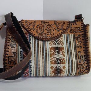 Handcrafted Leather Handbag Aztec Style